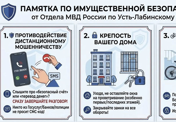 Усть-лабинские полицейские рассказали о распространенных схемах имущественных преступлений и мерах защиты